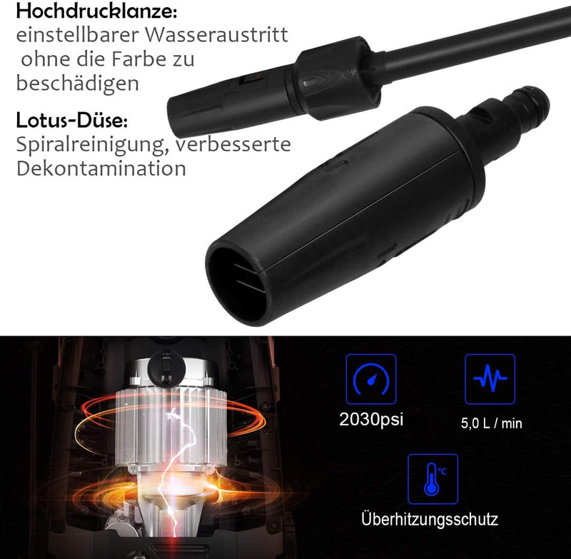 COSTWAY Hochdruckreiniger 140 bar / 5 L/Min/Wassertemperatur 0-40℃/ inkl. Reinigungsmittel/Ideal für