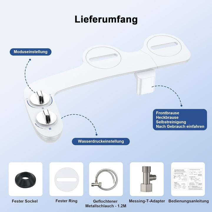 Bidet Aufsatz, Ultra-Slim Bidet Einsatz für Toilette mit Nicht Elektrischer Selbstreinigender Doppel