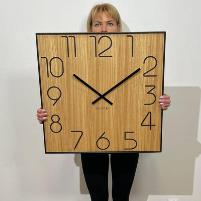 FLEXISTYLE Holzwanduhr Wood Square Holz Eiche 60cm Durchmesser holzoptik ohne tickgeräusche