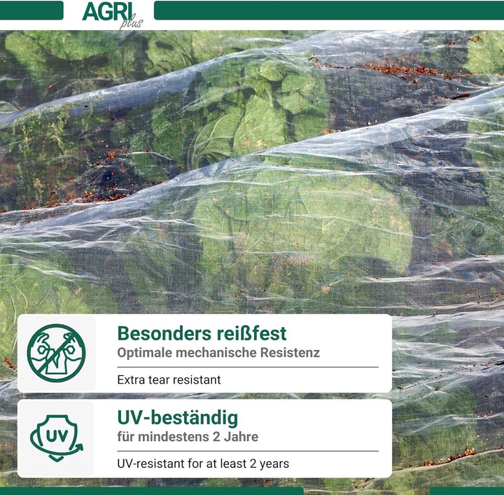 AGRI plus Gemüseschutznetz 3 x 40 m I Verschiedene Grössen I Reissfestes Kulturschutznetz I Transpar