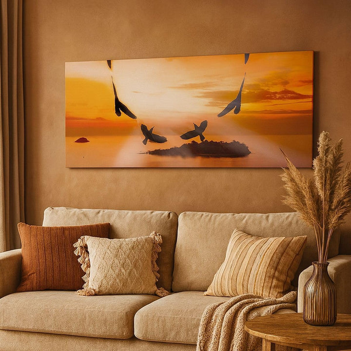 Panorama Bilder auf Leinwand 100x40cm Leinwandbild Natur Landschaft Insel Meer Gross Wanddeko Bild S
