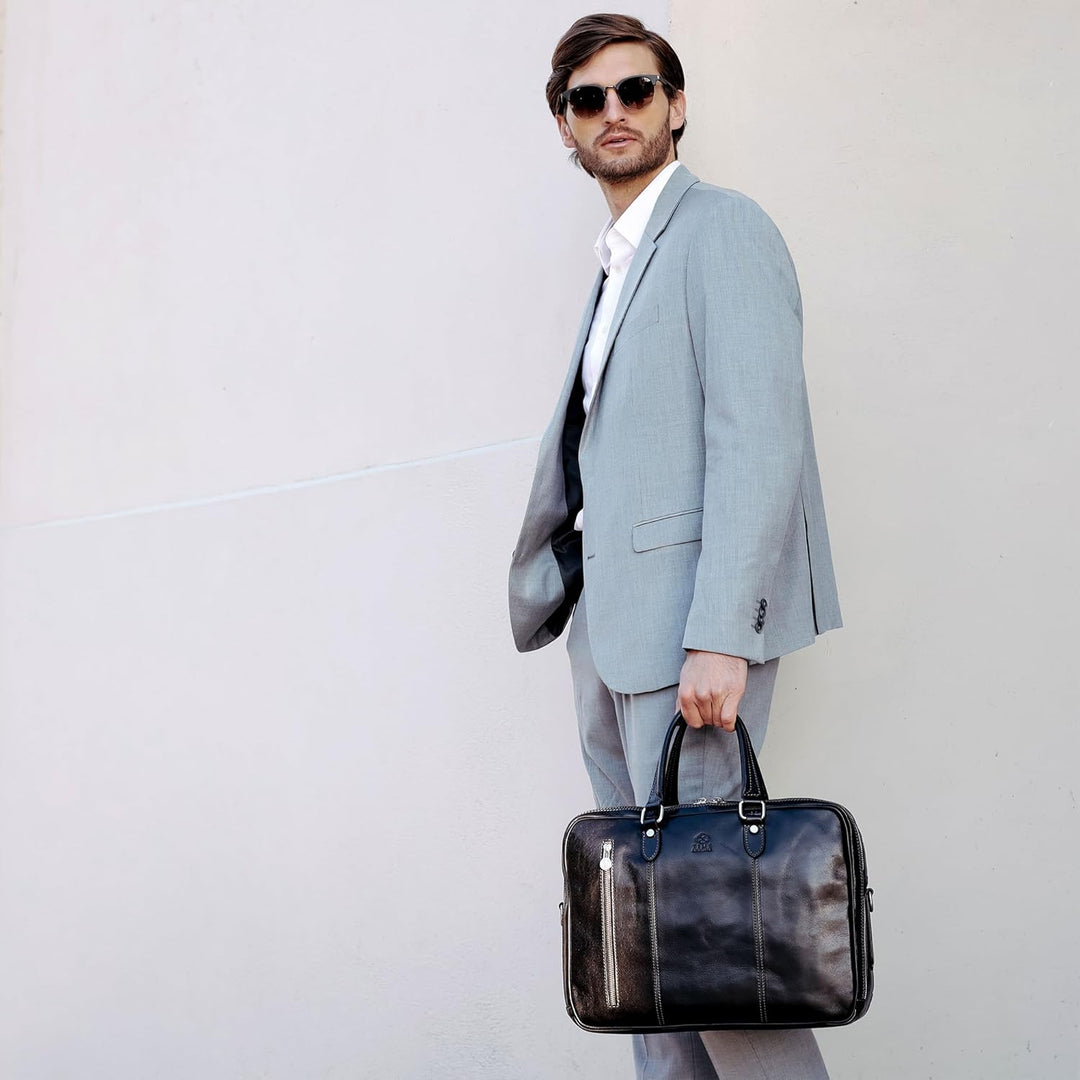 Time Resistance Leder Aktentasche handgefertigte Umhängetasche Laptoptasche für bis zu 15 Zoll Lapto