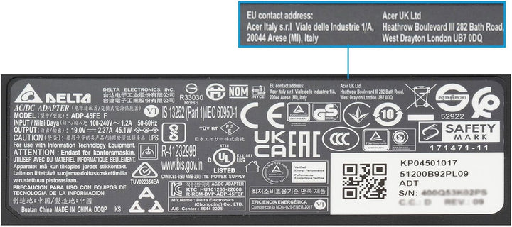Acer Aspire V3-372 Original Netzteil 45 Watt