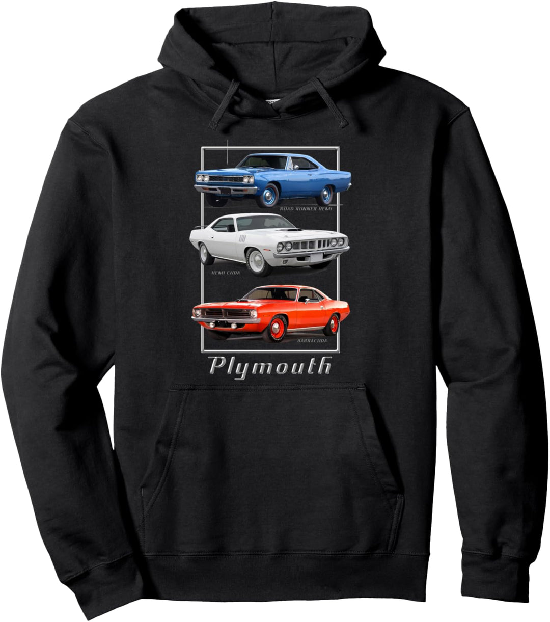 Plymouth Classic American Muscle Cars Pullover Hoodie