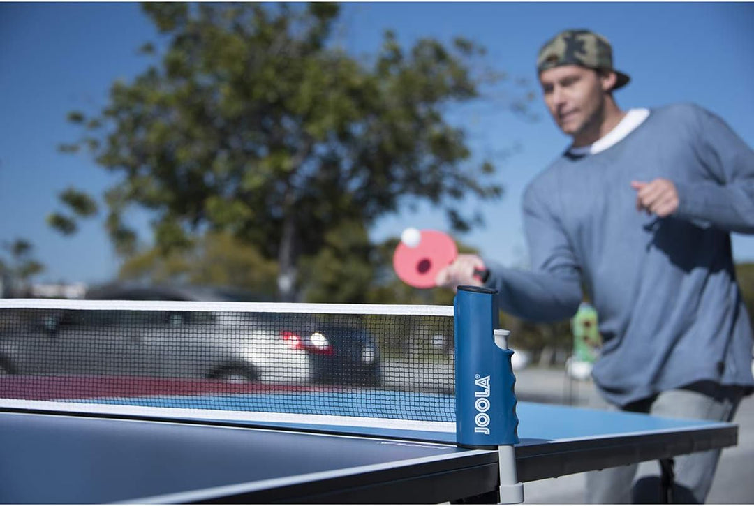 JOOLA ausziehbares tragbares Tischtennisnetz CONNECT, Set (verstellbare Länge), blau, wahlweise Schl