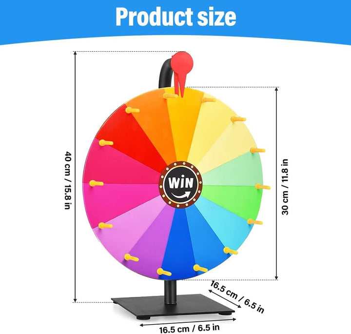 Glücksrad zum Drehen, 30cm Glücksrad zum Selbstgestalten mit 14 Slots, Spinning Prize Wheel mit Radi