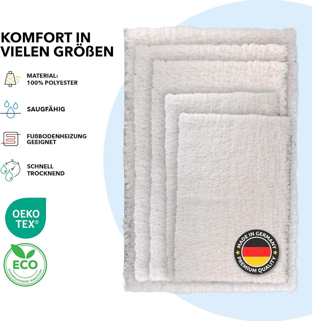 Floordirekt Badematte Sky - Badezimmerteppich - Weicher, dichter Hochflor - Rutschhemmend & Schnell