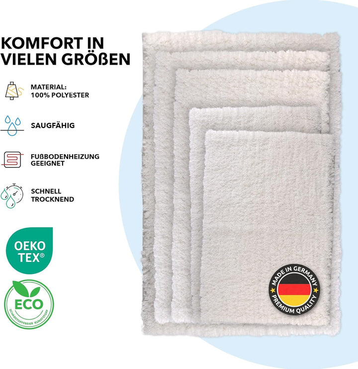 Floordirekt Badematte Sky - Badezimmerteppich - Weicher, dichter Hochflor - Rutschhemmend & Schnell