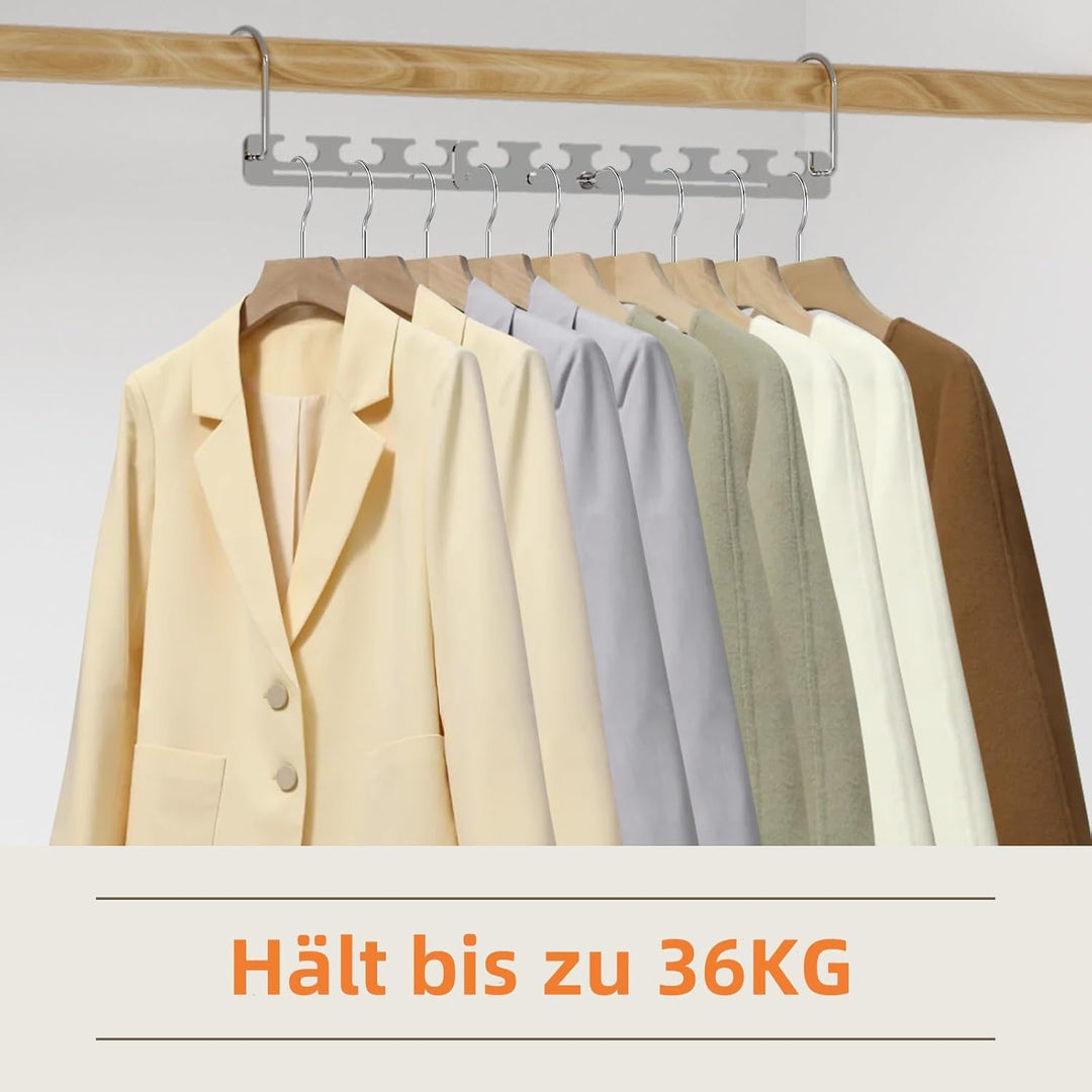 Sindax Kleiderbügel Platzsparend, Teleskopisch 6 auf 9 Löcher Metall Sehr Stark rutschfest Kann Schw