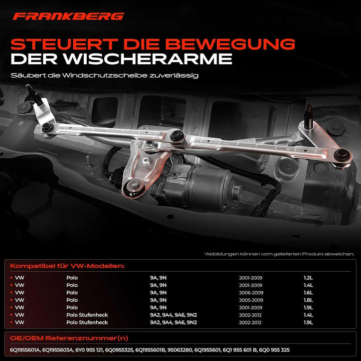 Frankberg 1x Scheibenwischer Wischergestänge ohne Motor für Linkslenker Vorne Links oder Rechts Komp