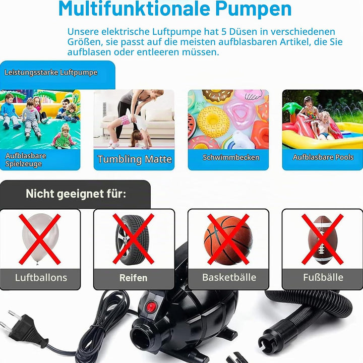 Elektrische Luftpumpe,Luftpumpe Luftmatratze Tragbare,Elektrische pumpe,600W Luftpumpe Elektrisch,fü