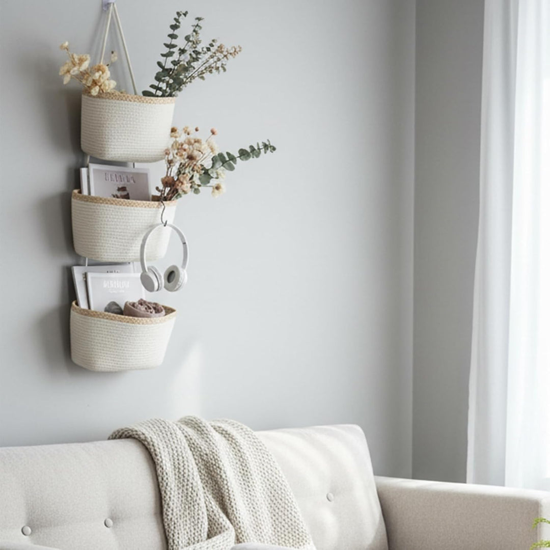 danpinera Hängekorb für die Tür, 3-stöckig Wandorganizer Hängend Veranstalter lagerung körbe aus Bau