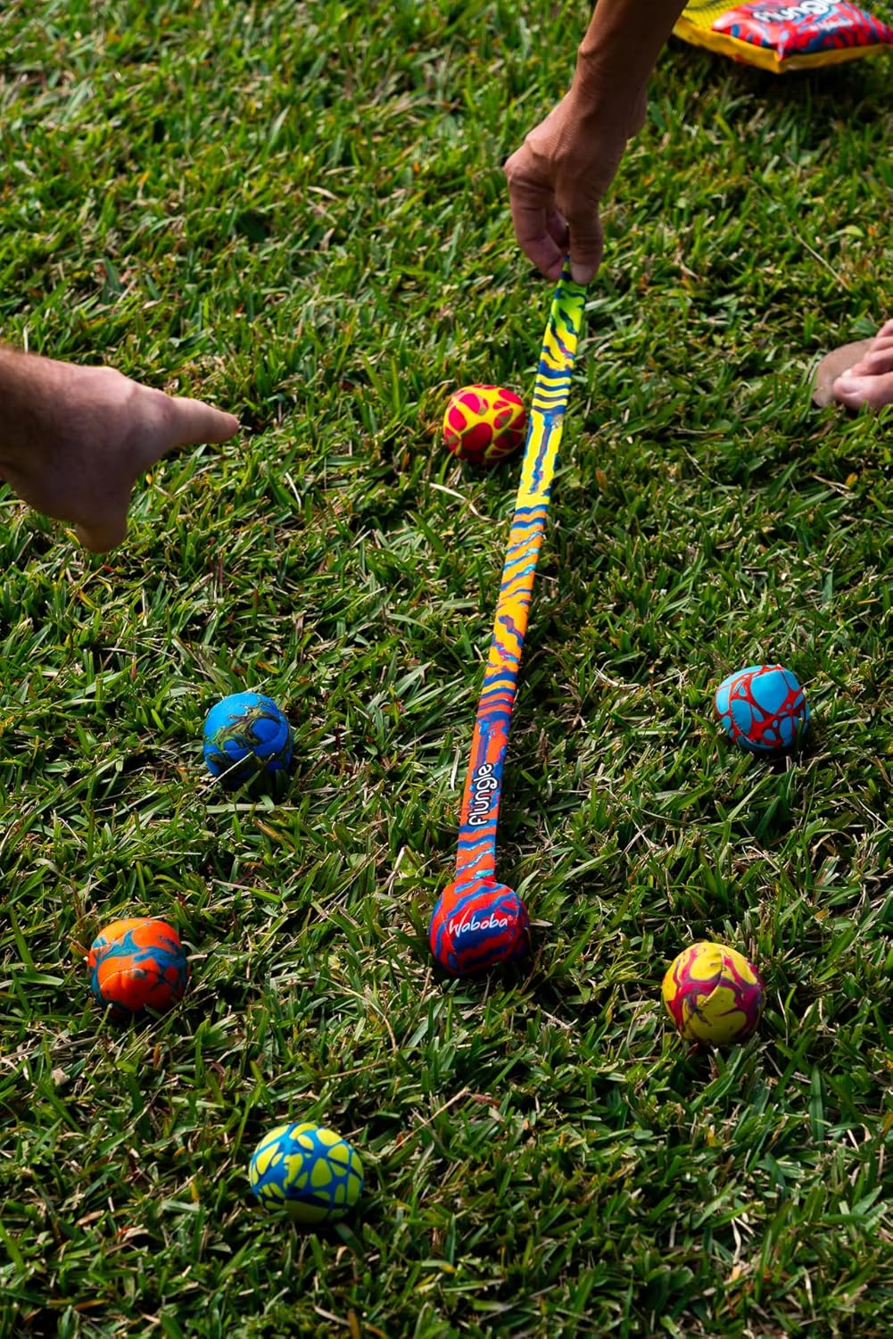 Waboba Unisex – Erwachsene FLUNGLE Ballwurfspiel Boccia mit Schwanz 2–6 Spieler – Lustiges Hof-und S