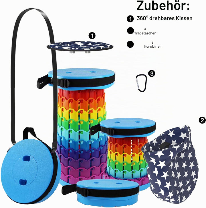 ALEVMOOM Tragbarer Klapphocker,Camping Hocker Teleskophocker,Klappbarer Hocker,Mini Leichte Campingh