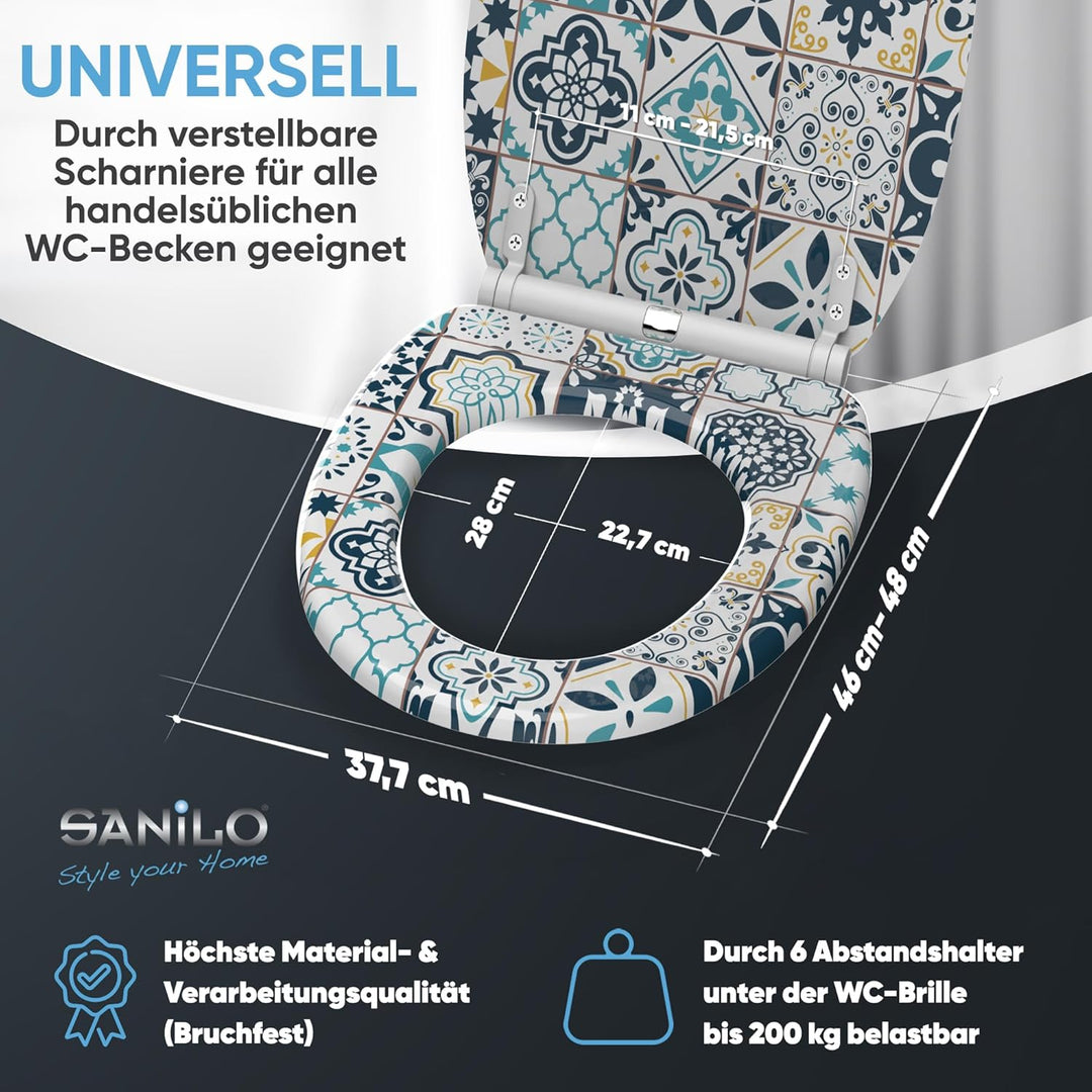 Sanilo WC Sitz mit Absenkautomatik & Schnellverschluss, Toilettendeckel per Knopfdruck abnehmbar, ei