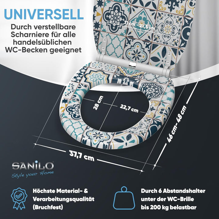 Sanilo WC Sitz mit Absenkautomatik & Schnellverschluss, Toilettendeckel per Knopfdruck abnehmbar, ei