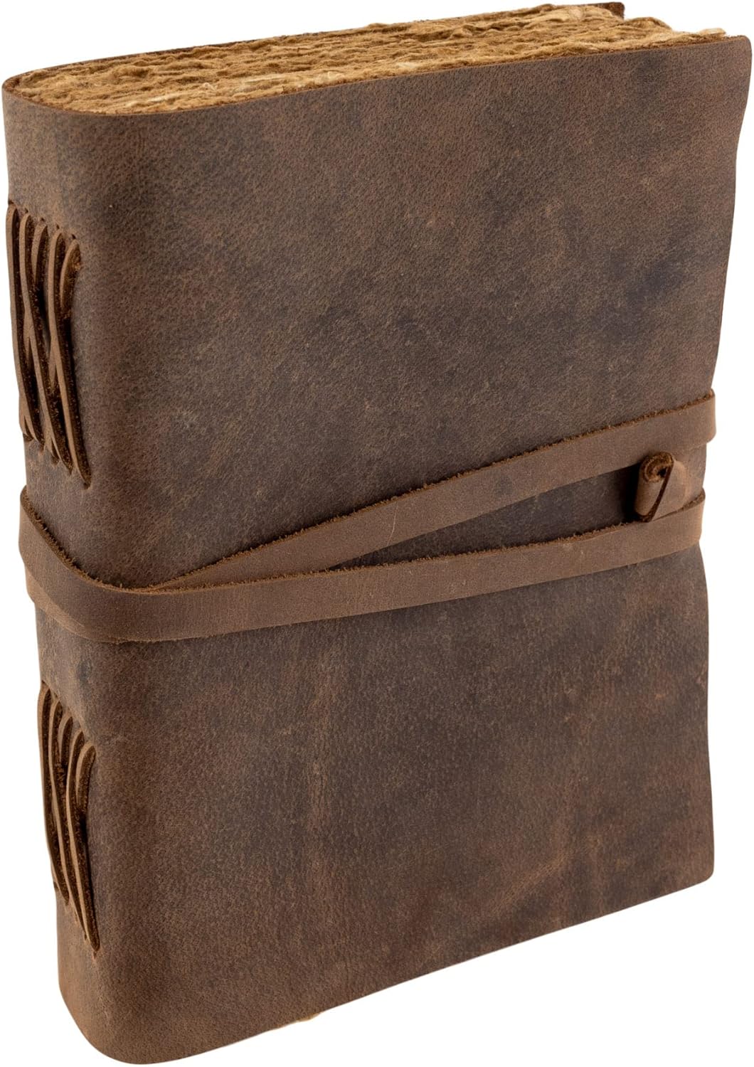 Vintage Leder Notizbuch, 240 Seiten Holzfreies Baumwoll-Büttenpapier, Deckle Edge Journal, MOONSTER®