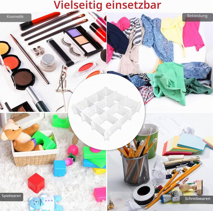 HGYZE Schubladentrenner Verstellbar 9cm Hoch, Schubladenteiler 42cm länge, Weiss Schubladen Organize