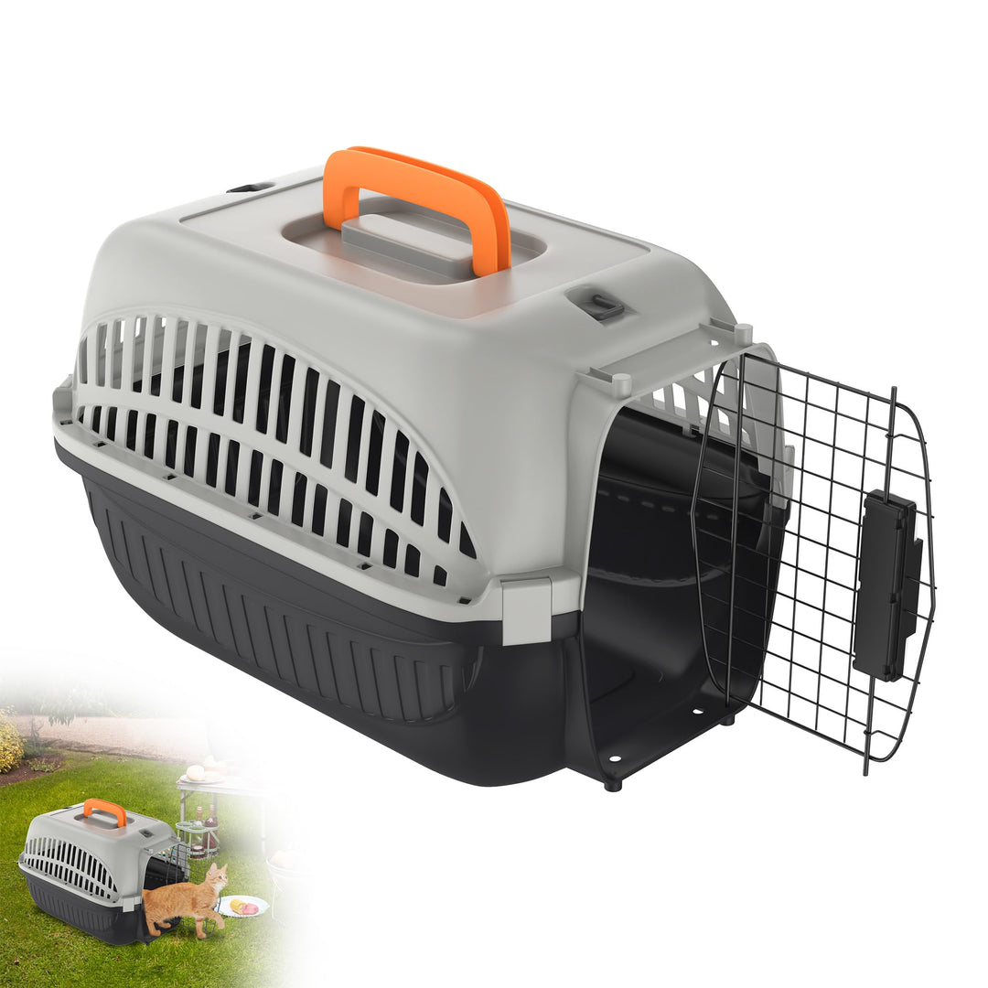 XMTECH Transportbox für Hunde & Katzen, Tiertransportbox Kleintierbox aus Kunststoff, Kaninchen Katz
