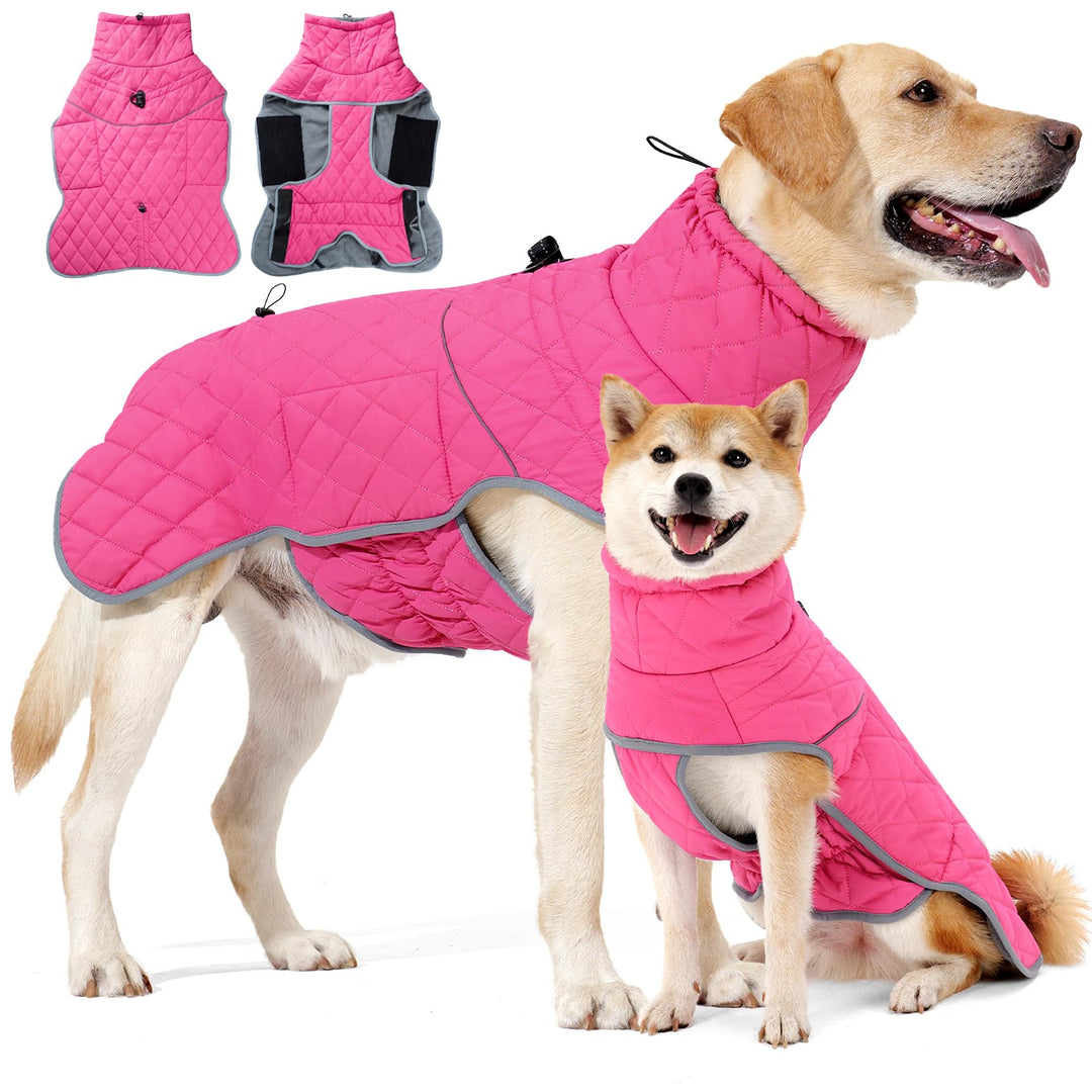 HEYWEAN Hundemantel Winter Wasserdicht Hundejacke mit D-Ring Warm Mantel Hund Fleece Hundepullover R