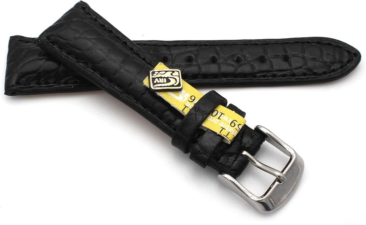 20mm XS Damenlänge Echt Alligator Vintage hangemacht in Deutschland Uhrenarmband in Schwarz