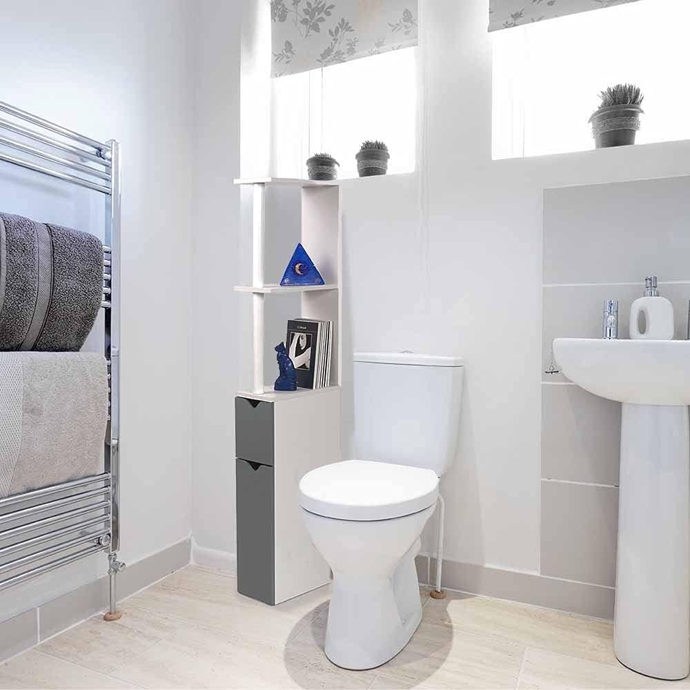 FACILITYS WC-Schrank in Holzoptik mit 2 grauen Türen