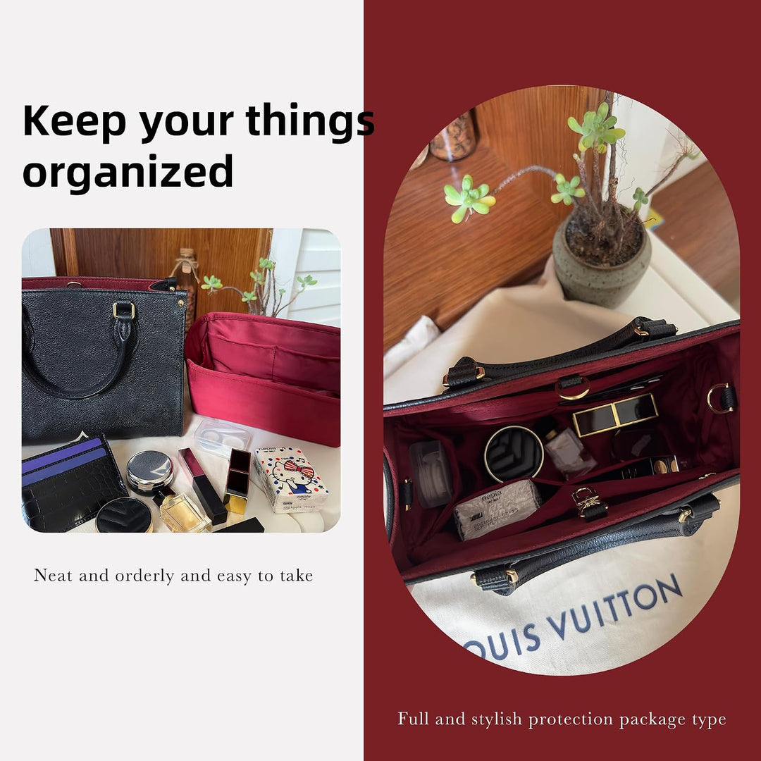 DGAZ Handtaschen Organizer Einsatz für OnTheGo PM/MM/GM Tasche, Seide Tasche in Tasche Organizer, Lu