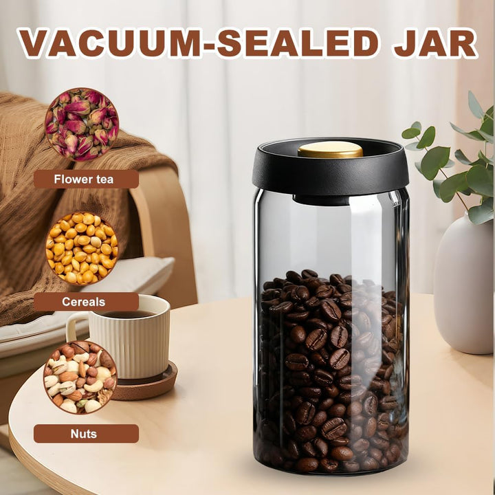 Luftdichte Kaffeedose 1800 ml, Kaffee Vorratsdose mit Vakuumdeckel, Nachhaltige Aufbewahrung Vakuum