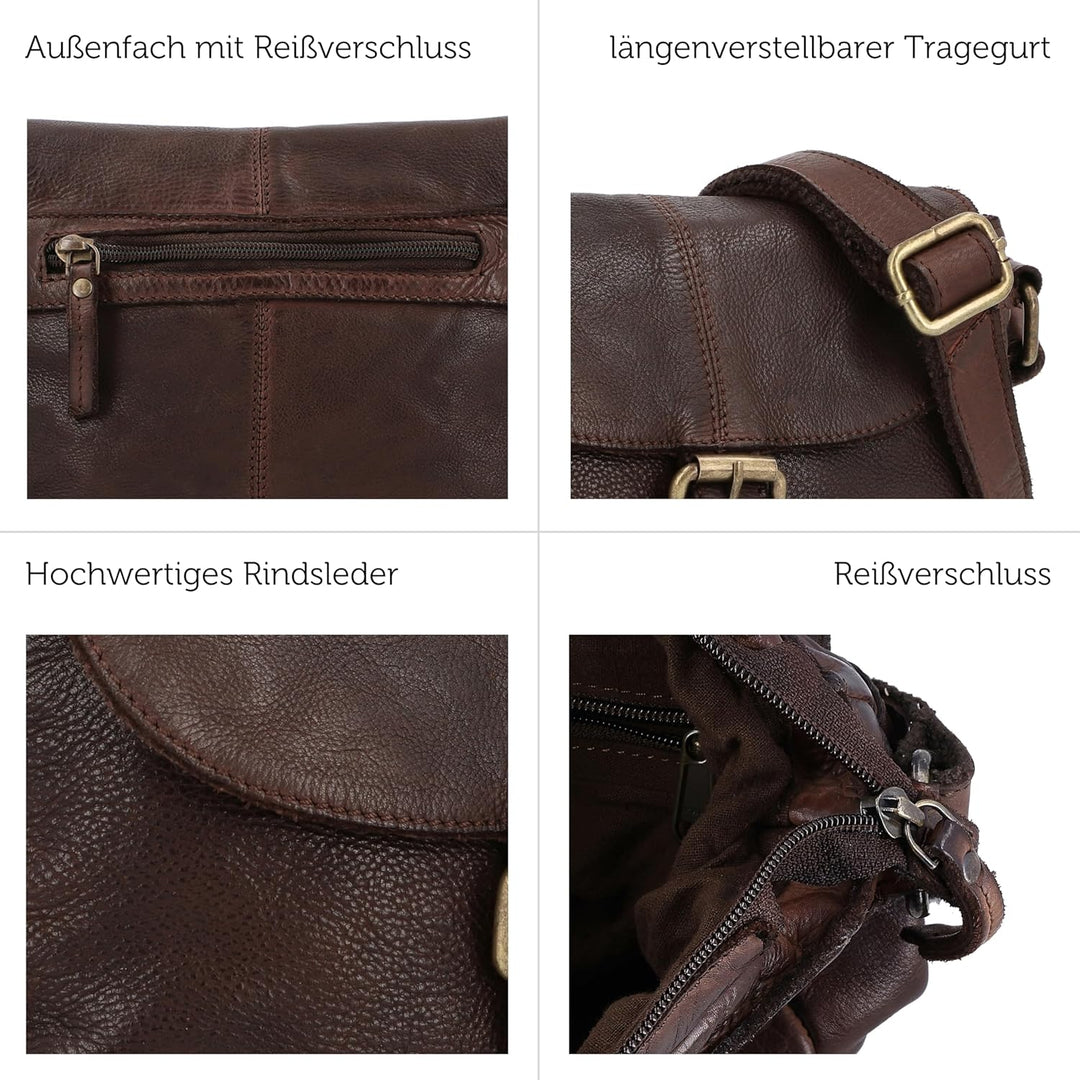 Gusti Leder Umhängetasche Candice | Handgefertigte Ledertasche Damen für Alltag & Freizeit I Elegant