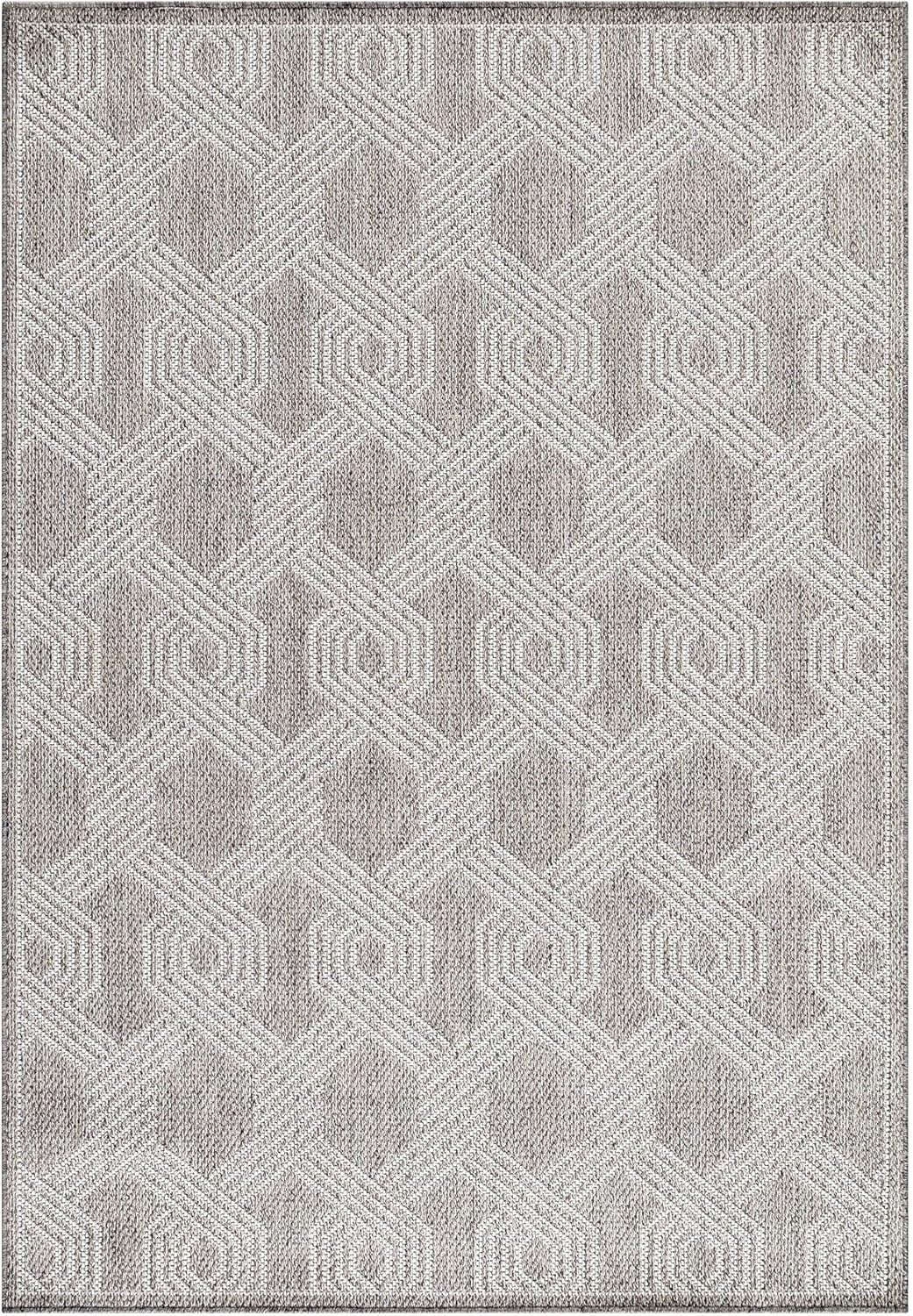 Carpetsale24 In- &amp; Outdoor Teppich 160x230cm, Wetterfest &amp; Robust, Flachgewebe mit Modernem Geometri