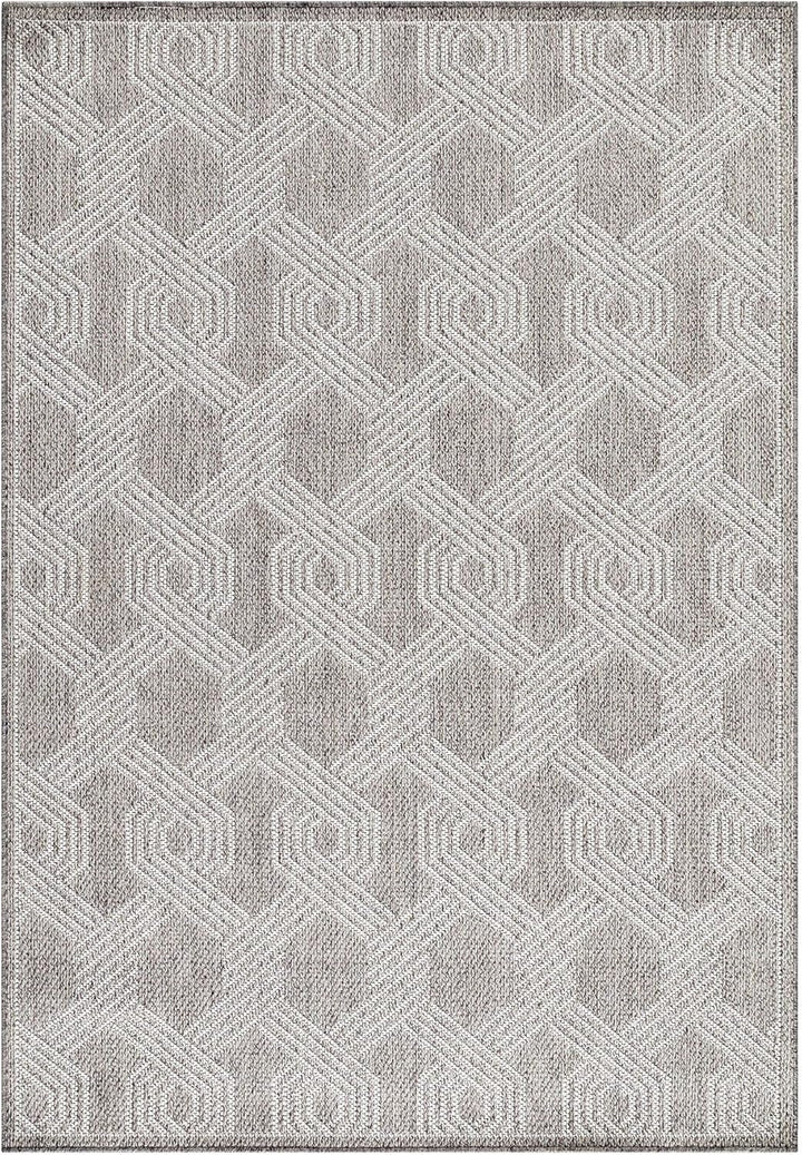 Carpetsale24 In- &amp; Outdoor Teppich 160x230cm, Wetterfest &amp; Robust, Flachgewebe mit Modernem Geometri