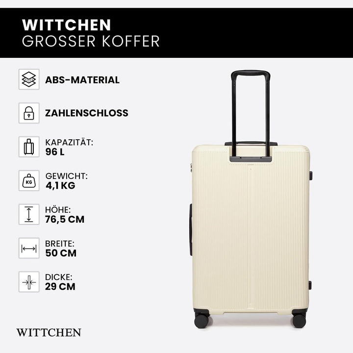 WITTCHEN Stripes Line Grosser Koffer 76,5 x 50 x 29 cm (XL) | Hartschalen-Trolley ABS 96 l, 4 Rollen