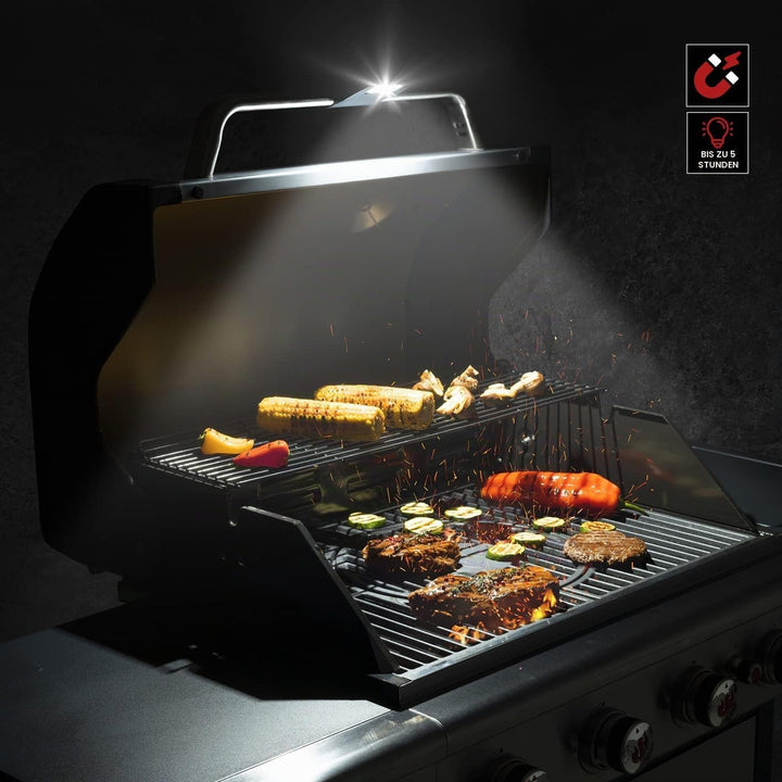 LANDMANN | Magnetische Grilllampe | Stromsparende LED-Technologie | Einfach &amp; schnell angebracht | A