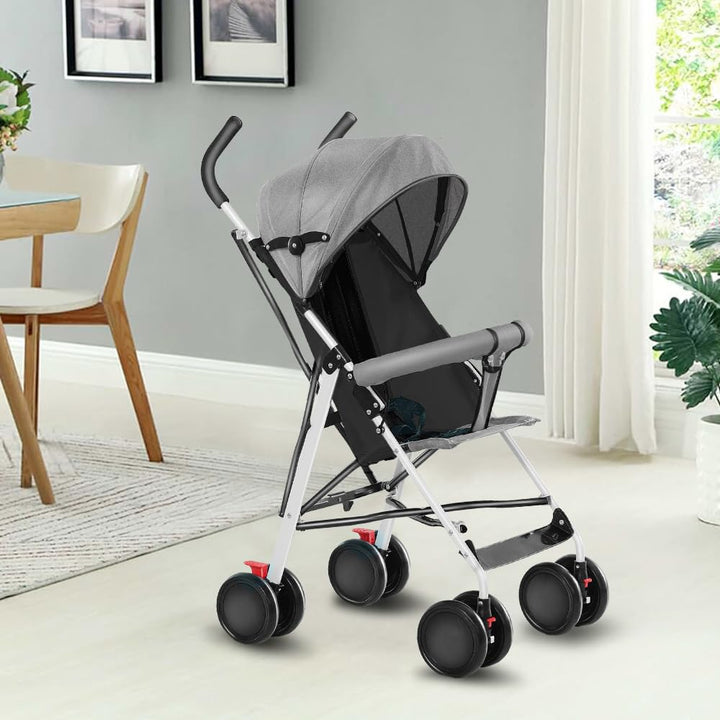 Kinderbuggy, Kinderwagen Zusammenklappbar, Reise-Kinderwagen mit Wattepads und Moskitonetzen (Grau)