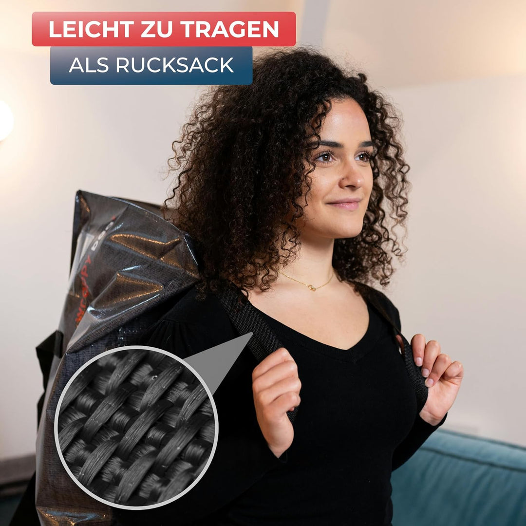 WRAPPYBAG 8er-Set Grosse Kunststoff-Aufbewahrungstaschen – Jumbo XXL Umzugstaschen – Wasserdicht, St