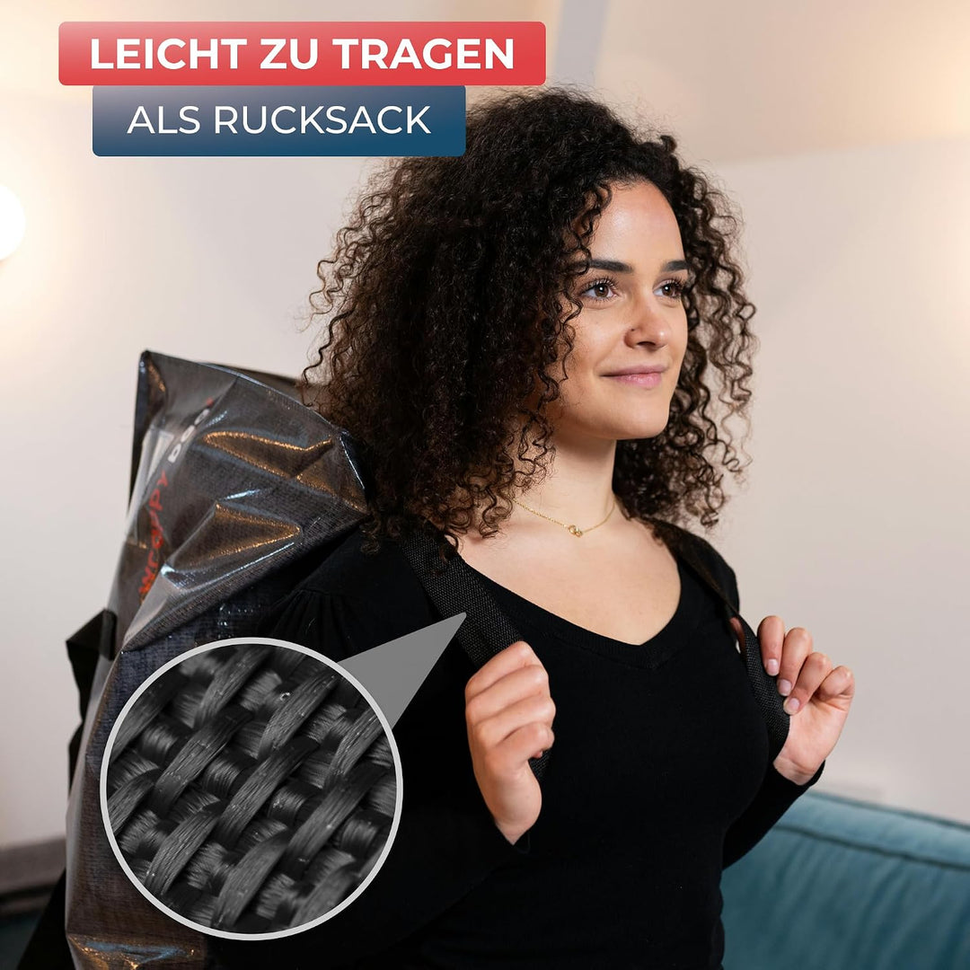 WRAPPYBAG 10er-Set Grosse Kunststoff-Aufbewahrungstaschen – Jumbo XXL Umzugstaschen – Wasserdicht, S