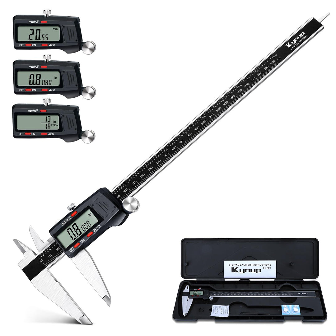 Kynup Digital Messschieber, 300mm/ 12-Zoll Digitale Schieblehre Edelstahl Messwerkzeug, Elektronisch