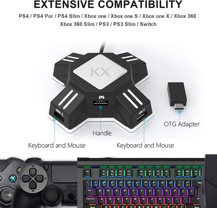 Adapter Tastatur und Maus Konverter FPS Spiel für Nintendo Switch / PS4 / PS3 Konsolen,unterstützt b