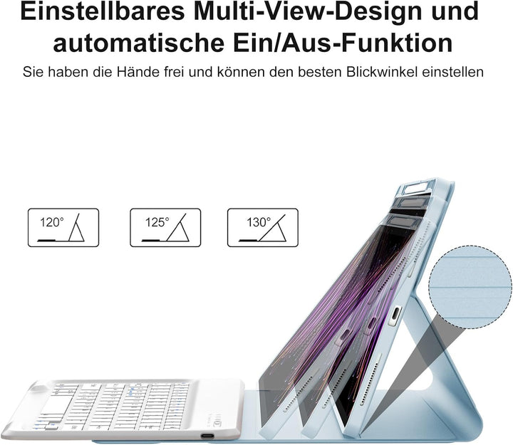 IVEOPPE Hülle mit Tastatur für iPad Pro 12,9 Zoll 6./5./4./3. Generation Con Touchpad, Deutsches QWE
