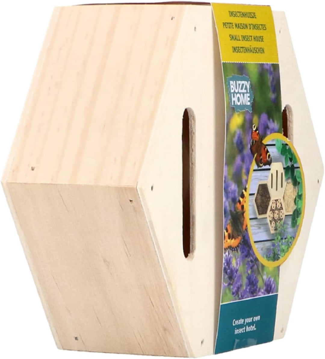 Insektenhotel Buzzy® Home Hexagon - Set mit 4 Kästen für Bienen - Schmetterlinge - Käfer