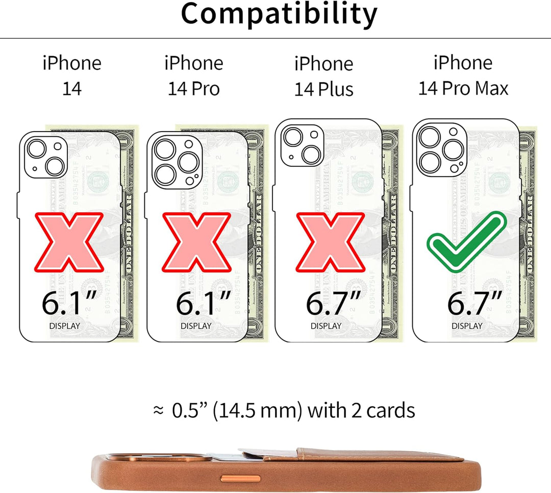 Dockem Echtleder Kartenetui für iPhone 14 Pro Max mit Kartenfachen und Integrierter Metallplatte zur