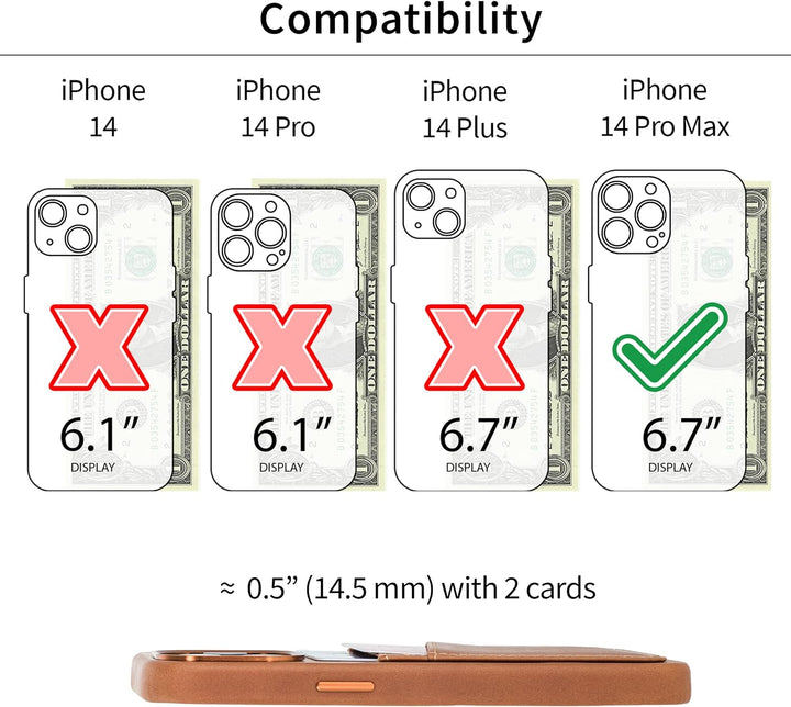 Dockem Echtleder Kartenetui für iPhone 14 Pro Max mit Kartenfachen und Integrierter Metallplatte zur