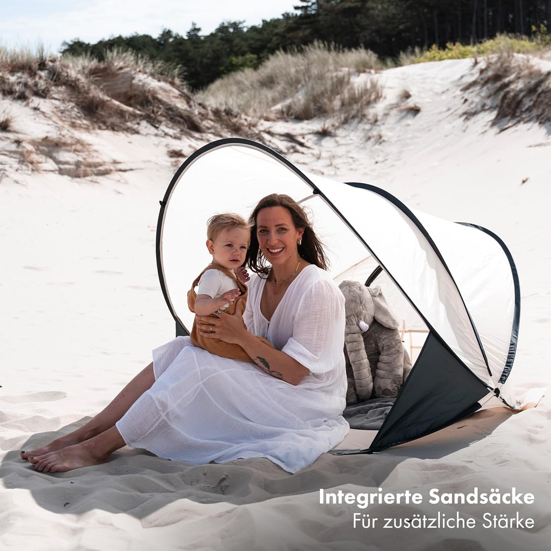 Deryan Strandmuschel Pop Up Strandzelt XXL - Strandzelt für Erwachsen, Kinder und Baby - 2-4 Persone