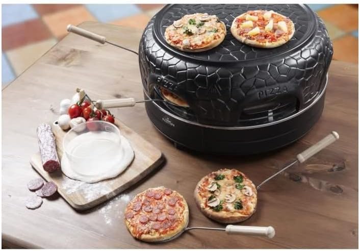 Bestron Pizzaofen für bis zu 4 Personen, Pizza dome für kleine Pizzen (Ø 10 cm), mit Keramik-Kuppel,