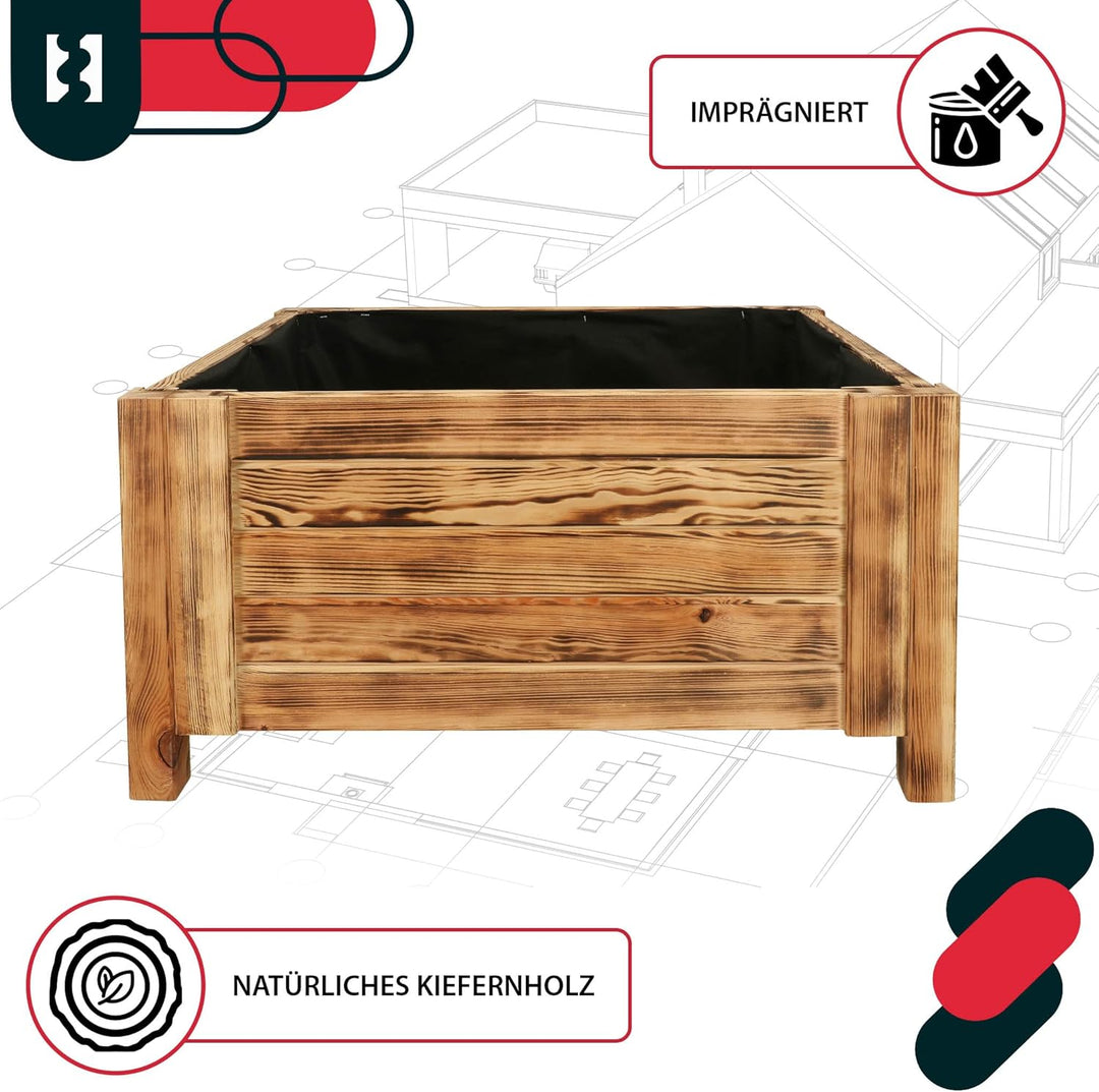 KOTARBAU® Blumenkasten - 60 x 60 x 30 cm - Pflanzkasten mit Vlies - Pflanzkübel gross aussen - Balko