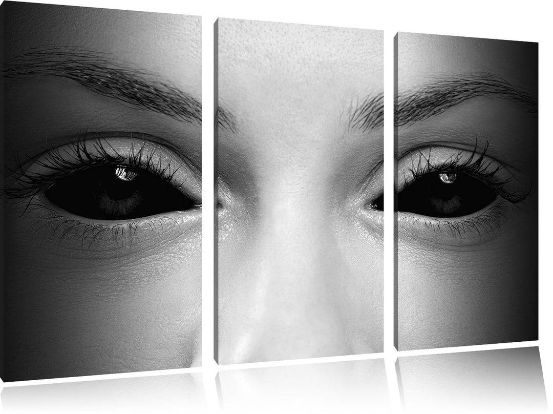 Pixxprint Böse Dämonenaugen Kunst B&W als Leinwandbild/Grösse: 3 Teilig (120x80) cm/Wandbild/Kunstdr