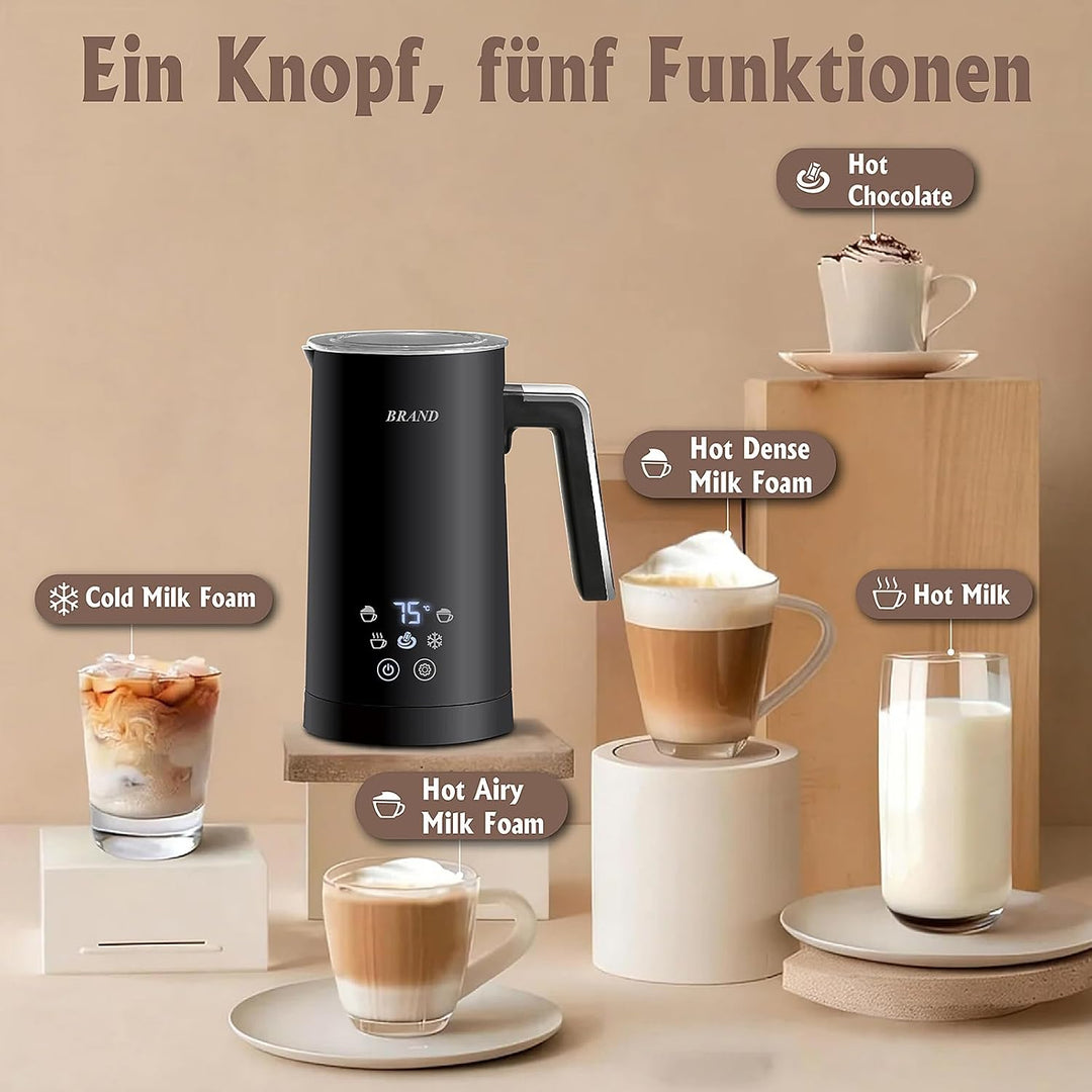 Huogary 5-in-1 Elektromilchdampfer und -schäumer, 12oz / 350ml Warm und kalter Schaumstoff Automatis