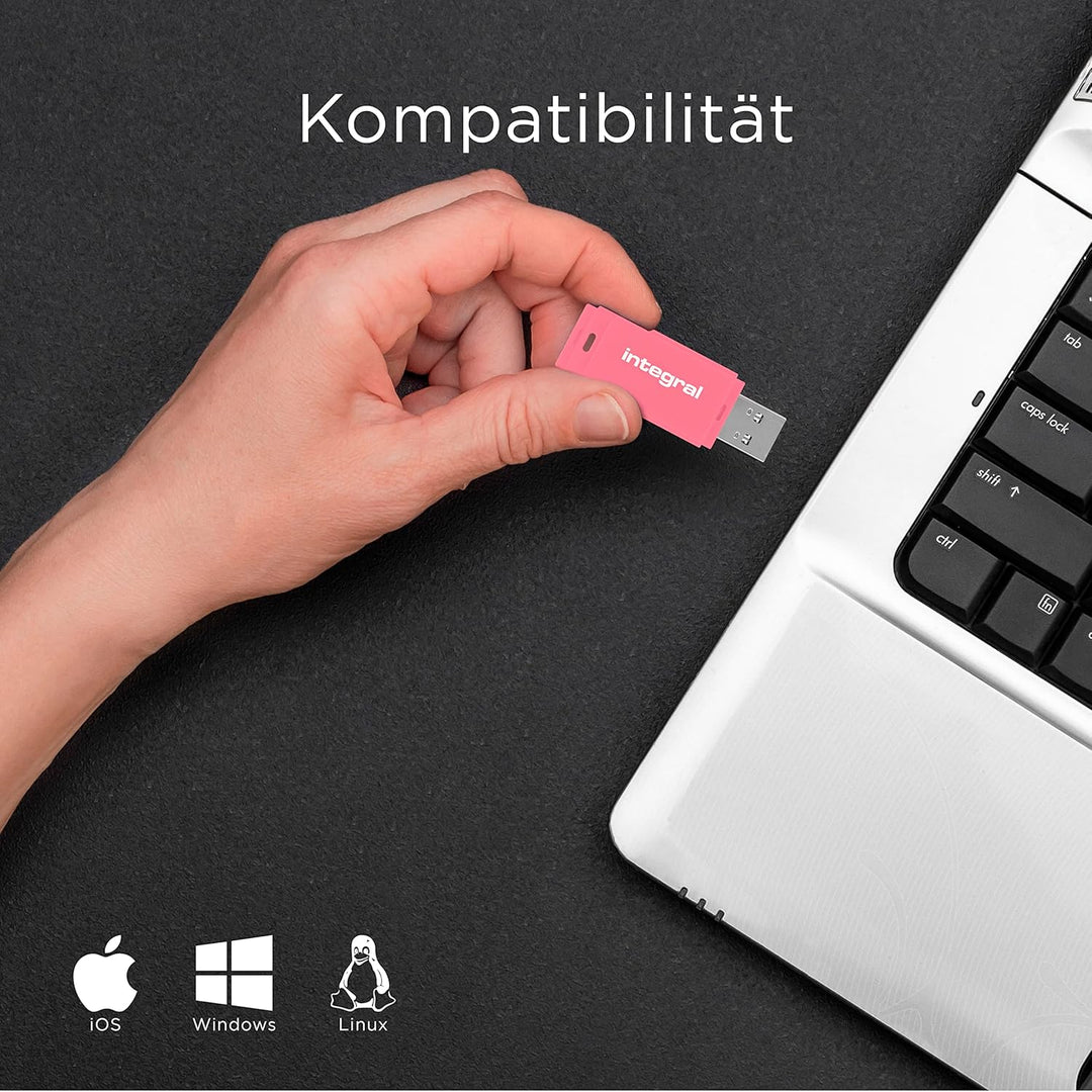 Integral 64GB Neon USB 2.0 Flash-Laufwerk 5er-Pack (Schwarz/Pink/Gelb/Orange/Blau) USB2.0 64GB Multi