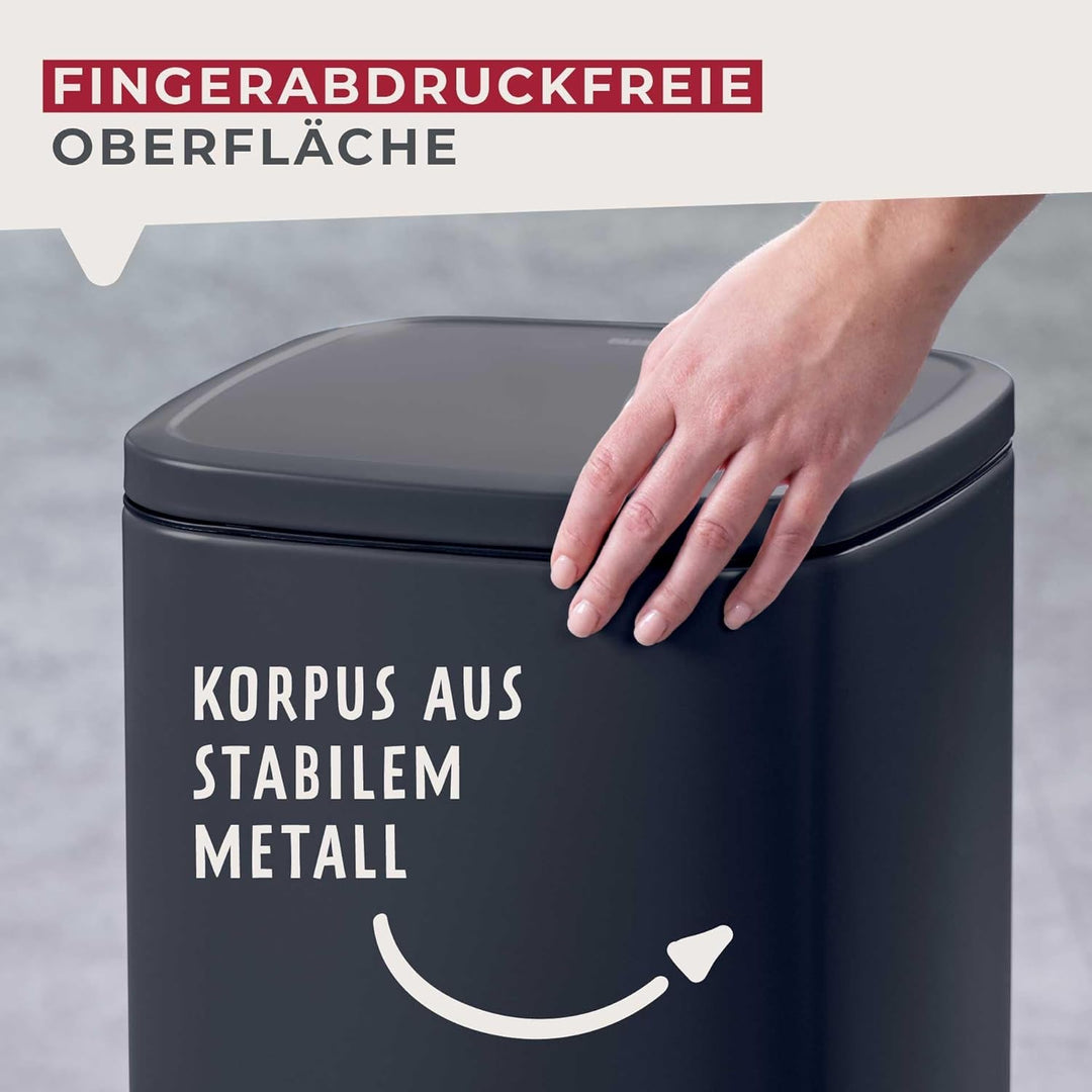 Fackelmann LONDON Pedal-Abfallsammler 6L – Stilvolles Design in Schwarz matt, Mit gedämpftem Deckel