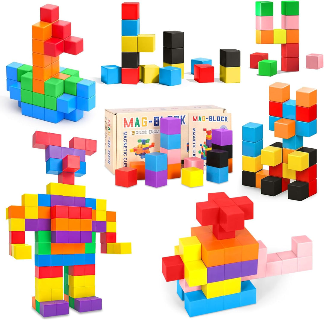 AQXONG 64Pcs Magnetische Bausteine Spielzeug, Magnetisches Bauspielzeug, Puzzle Baustein Spielzeug,